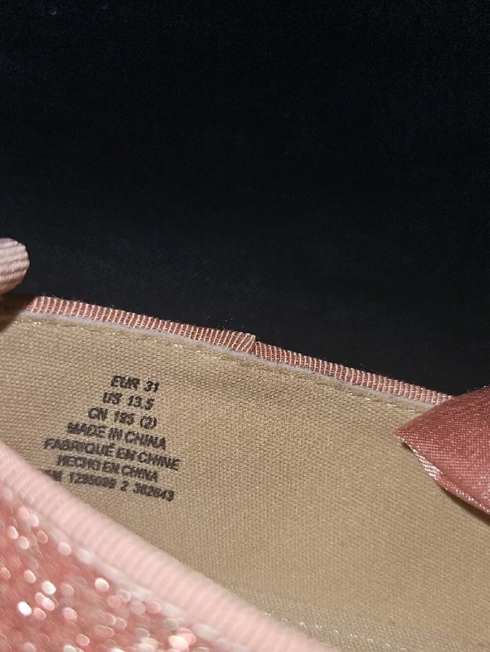 H&M Girls Rose Gold Glitter Bow Ballet Flats
